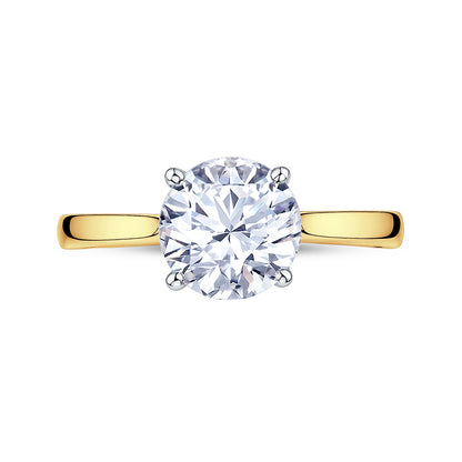18ct Gold & Platinum Solitaire 4 Claw Set 3.01ct Single Stone Lab Grown Diamond Ring