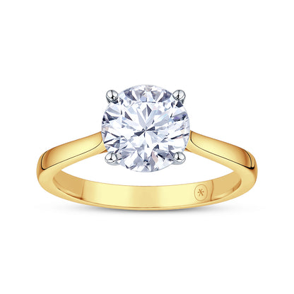 18ct Gold & Platinum Solitaire 4 Claw Set 3.01ct Single Stone Lab Grown Diamond Ring