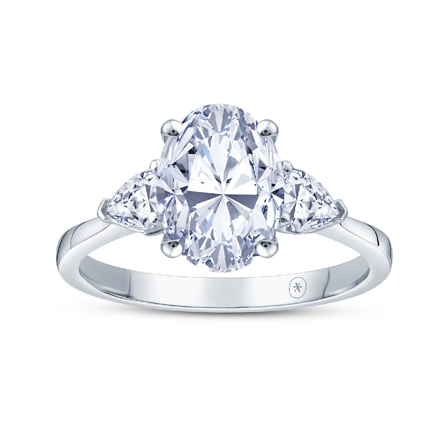 Platinum Claw Set 2.13ct Three Stone Lab Grown Oval & Pear Cut Diamond Trilogy Ring