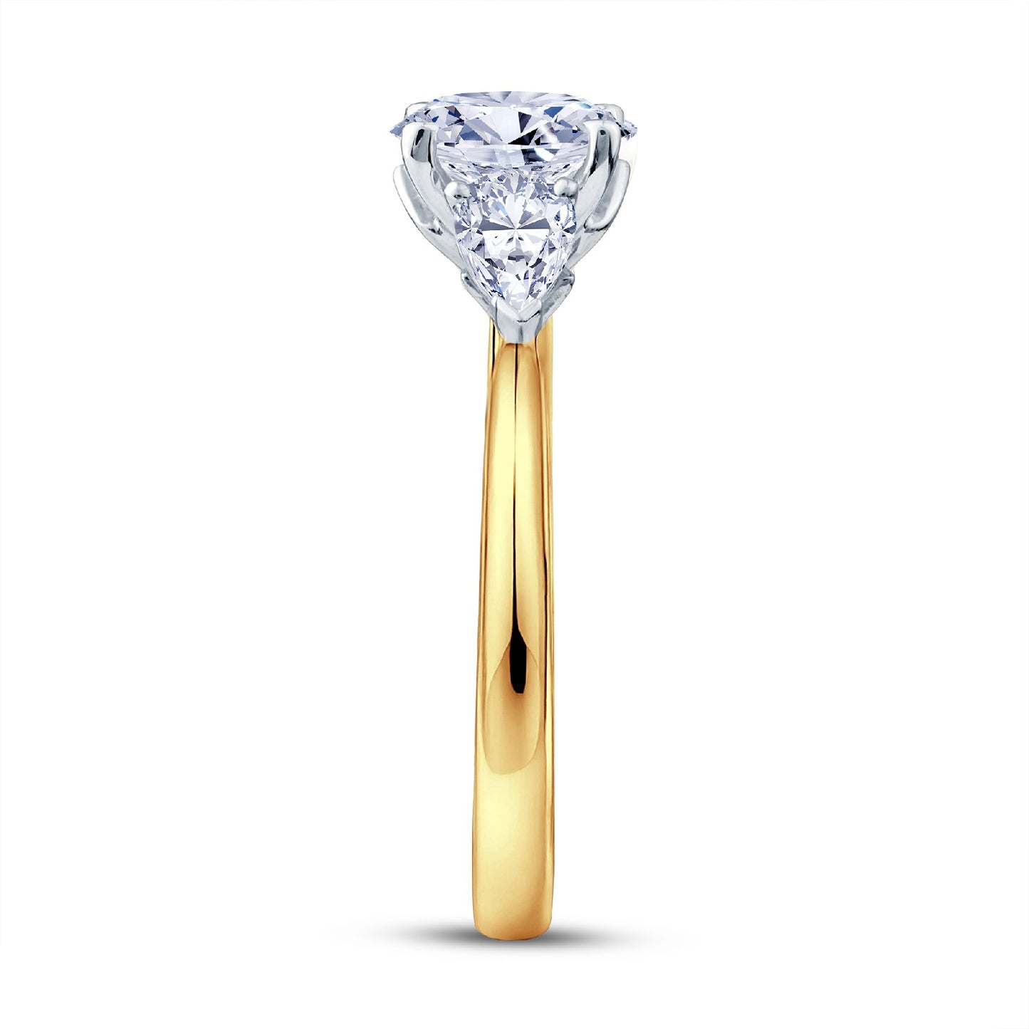 18ct Gold & Platinum Claw Set 2.09ct Three Stone Lab Grown Oval & Pear Cut Diamond Trilogy Ring