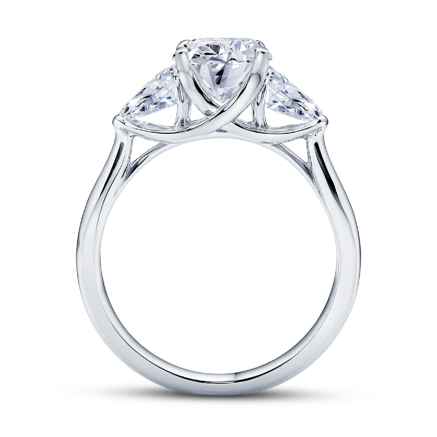 Platinum Claw Set 2.13ct Three Stone Lab Grown Oval & Pear Cut Diamond Trilogy Ring