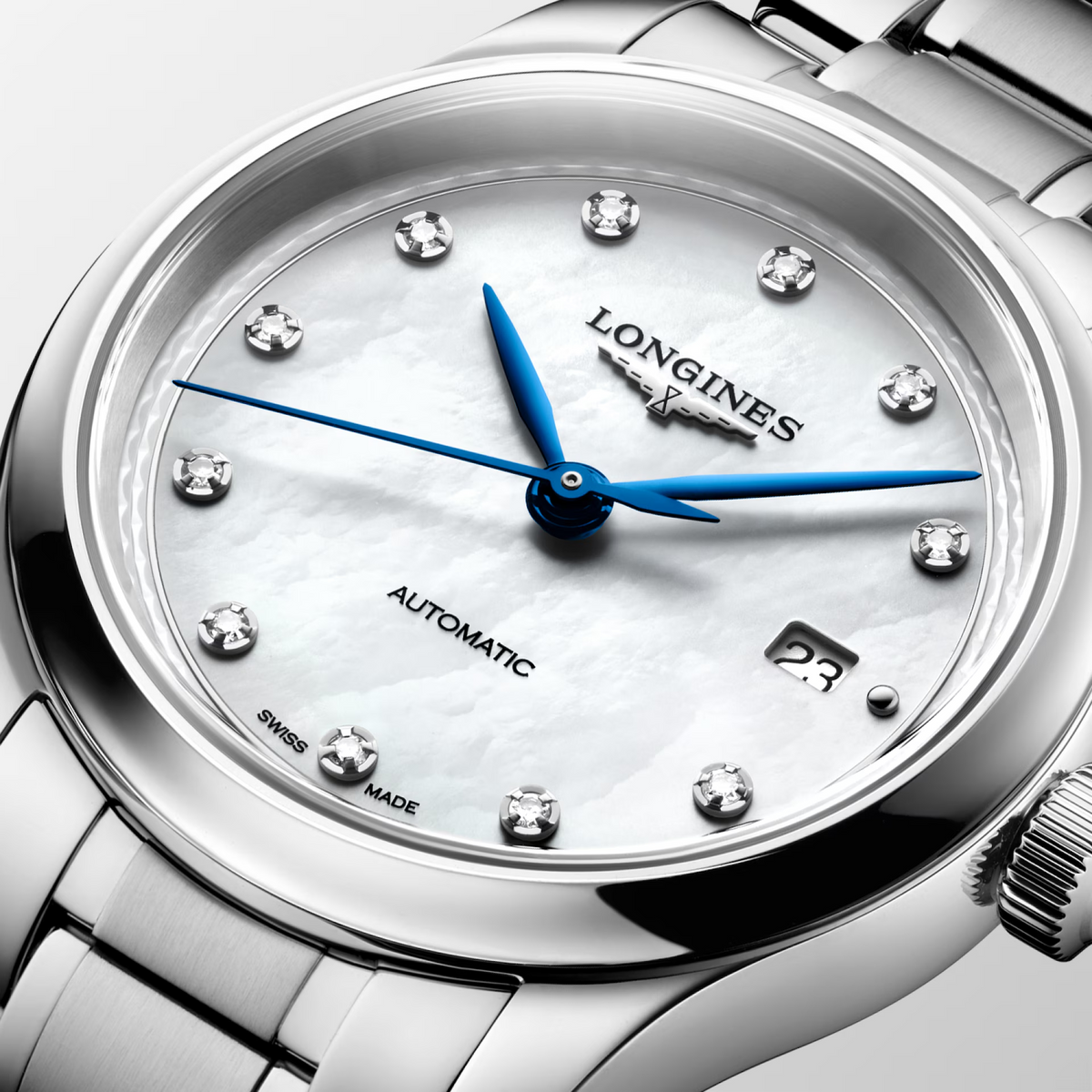 Longines Master Collection Mother of Pearl Diamond Dot Dial Stainless Steel Womens Watch L24494876