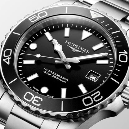 Longines HydroConquest Black Dial Stainless Steel Mens Quartz Watch L37694566