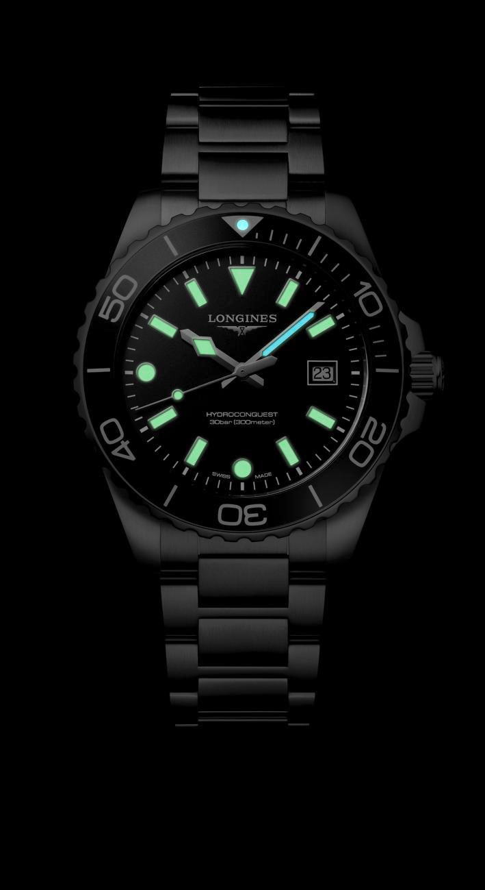 Longines HydroConquest Black Dial Stainless Steel Mens Quartz Watch L37694566
