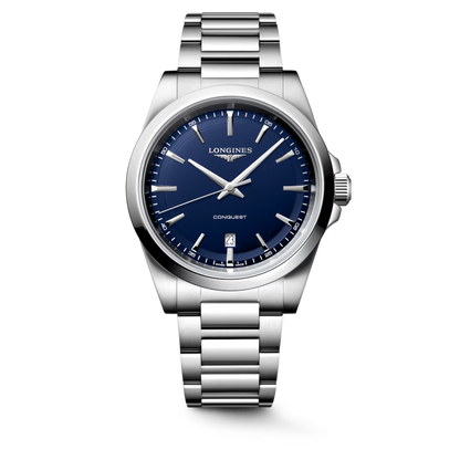 Longines Conquest Blue Dial Stainless Steel Mens Quartz Watch (41mm) L38604926