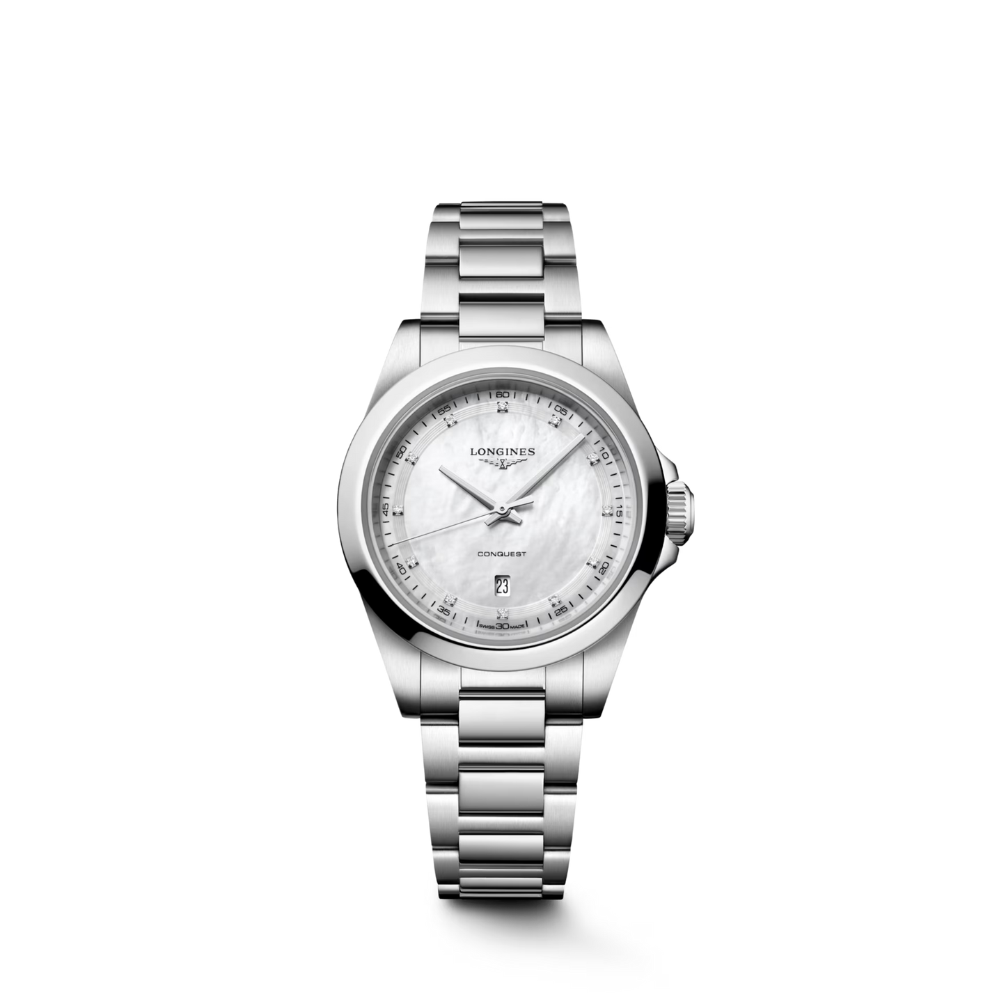 Longines Conquest Mother of Pearl Diamond Set Dial Stainless Steel Womens Quartz (30mm) Watch L33504876