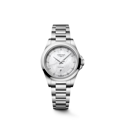 Longines Conquest Mother of Pearl Diamond Set Dial Stainless Steel Womens Quartz (30mm) Watch L33504876