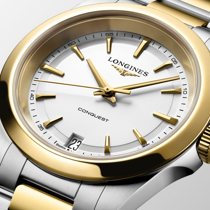 Longines Conquest White Dial Two Tone Womens Quartz Watch L34603127