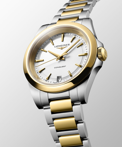 Longines Conquest White Dial Two Tone Womens Quartz Watch L34603127