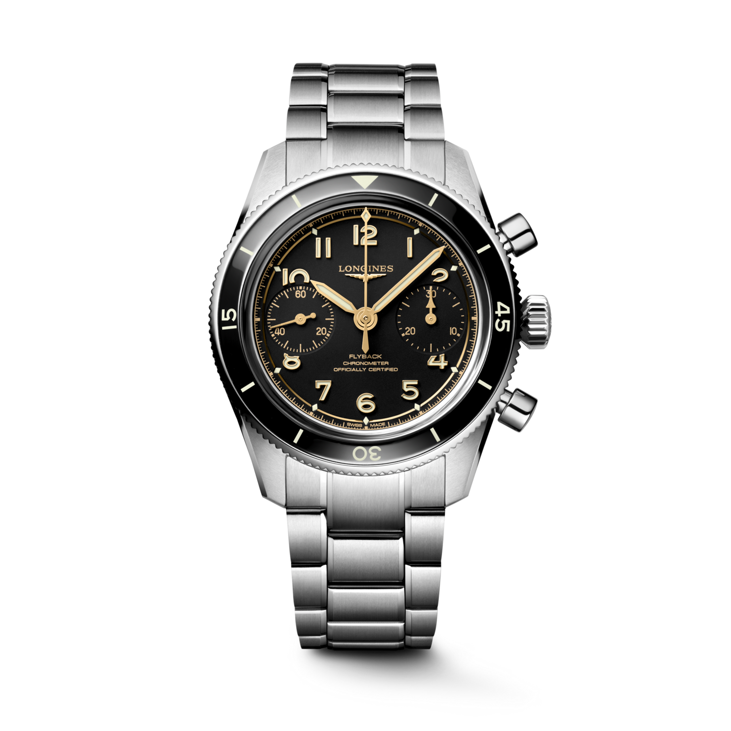 Longines Spirit Pilot Flyback Black Dial Stainless Steel Mens Chronograph Watch L37214536