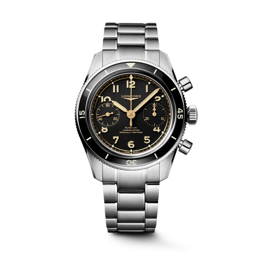 Longines Spirit Pilot Flyback Black Dial Stainless Steel Mens Chronograph Watch L37214536