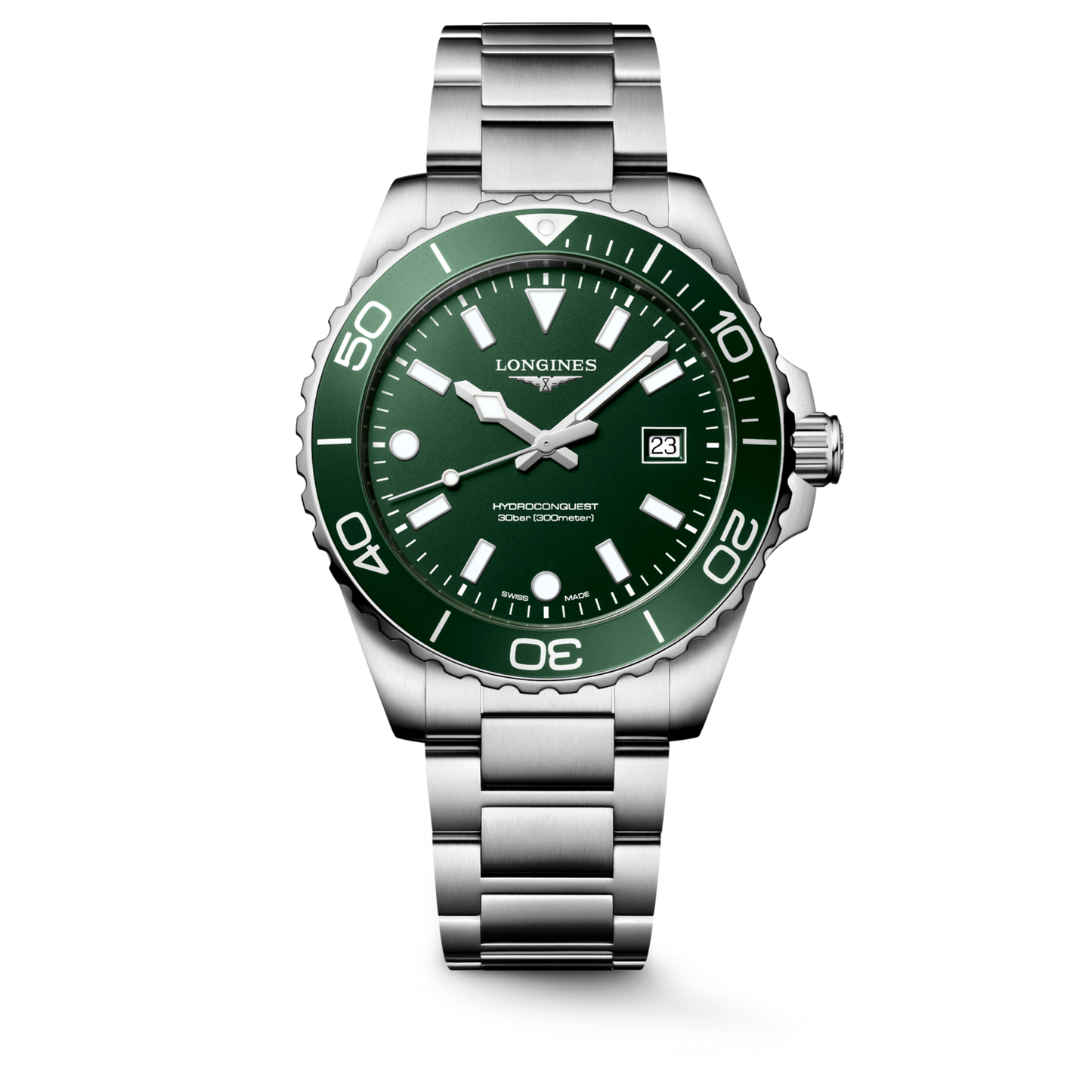 Longines HydroConquest Green Dial Stainless Steel Mens Quartz Watch L37694066