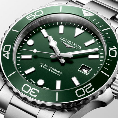 Longines HydroConquest Green Dial Stainless Steel Mens Quartz Watch L37694066