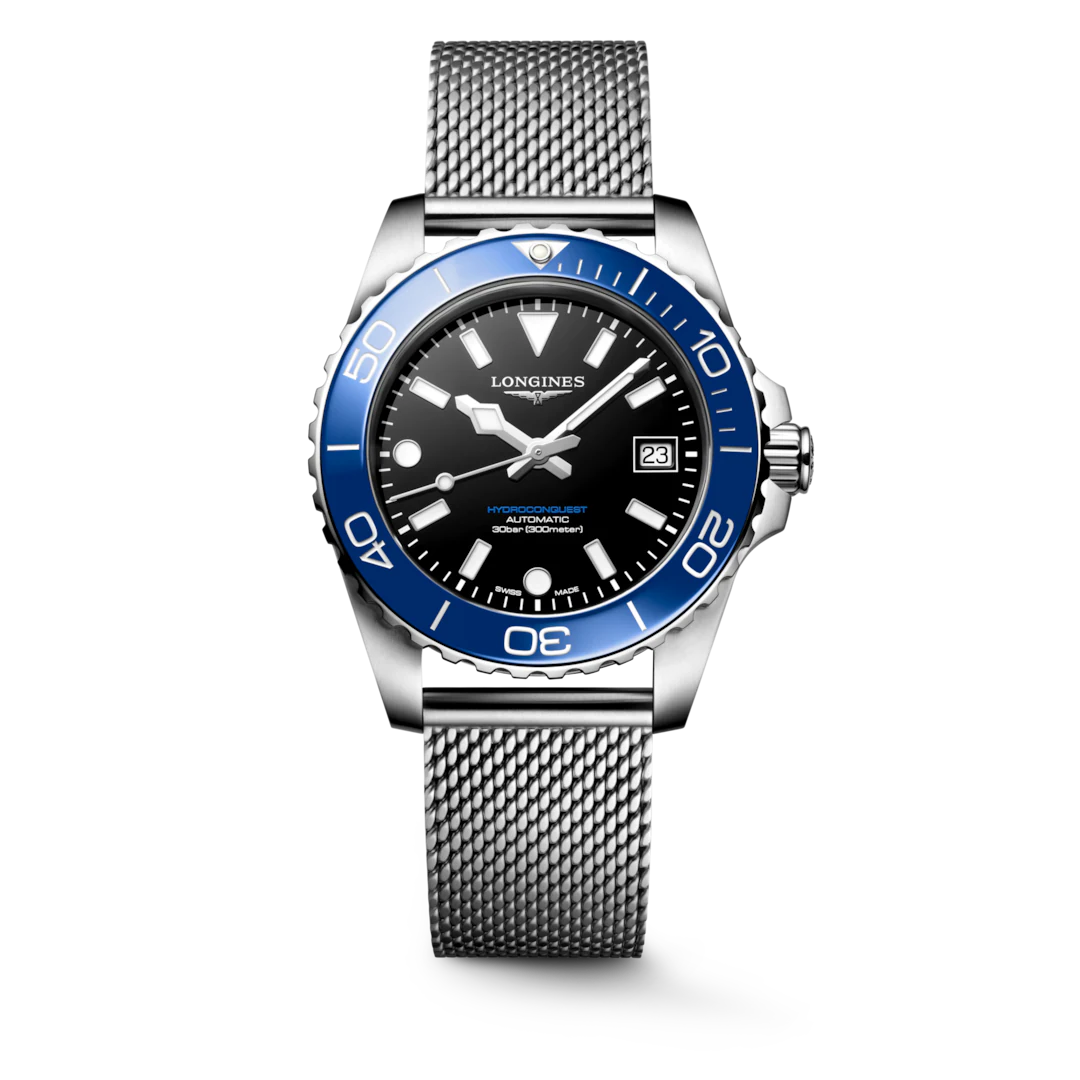 Longines HydroConquest Black Dial Stainless Steel Mens Watch (39mm) L37794906
