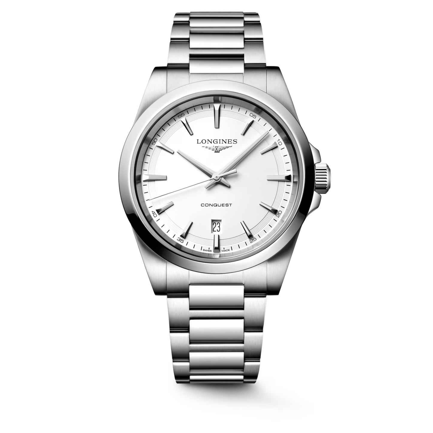 Longines Conquest White Dial Stainless Steel Mens Quartz Watch (41mm) L38604126