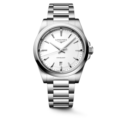 Longines Conquest White Dial Stainless Steel Mens Quartz Watch (41mm) L38604126