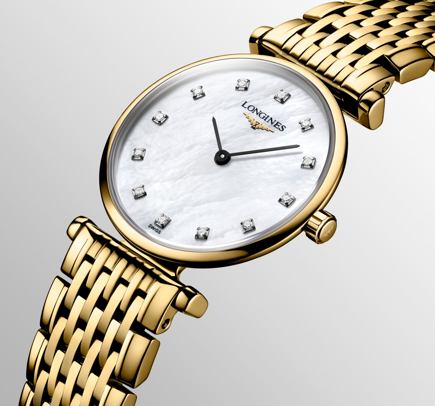 Longines La Grande Classique de Longines Mother of Pearl Diamond Set Dial PVD Gold Plated Womens Quartz Watch L42092878
