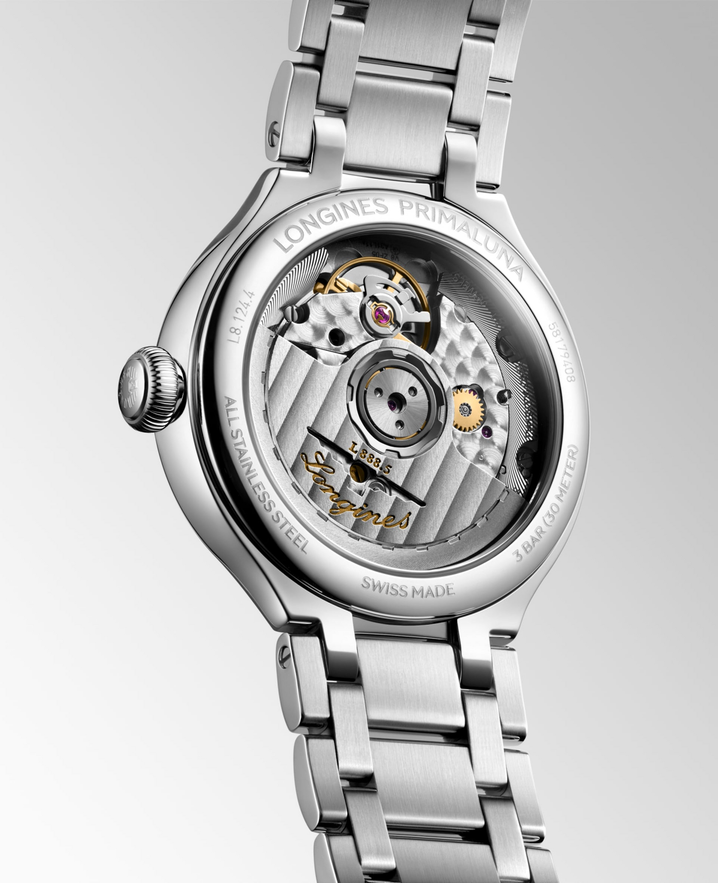 Longines PrimaLuna Mother of Pearl Diamond Set Dial Stainless Steel Womens Watch L81244876