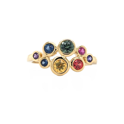 18ct Gold Multi-Colour Sapphire Set Bubble Dress Ring