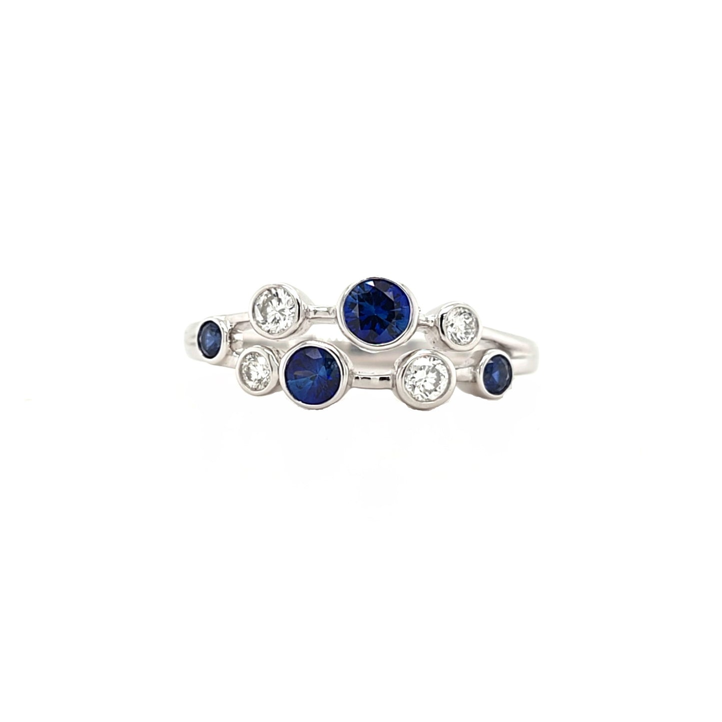 Platinum Sapphire & Diamond Set Bubble Dress Ring