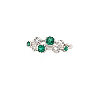 Platinum Emerald & Diamond Set Bubble Dress Ring