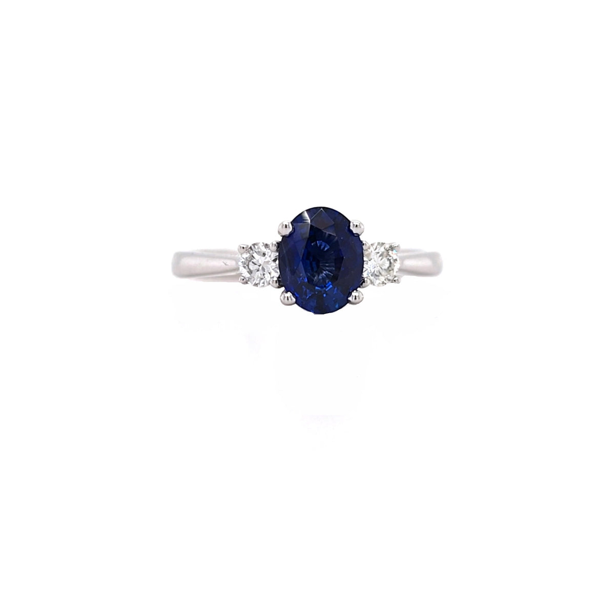 18ct White Gold Sapphire & Diamond Set Three Stone Trilogy Ring
