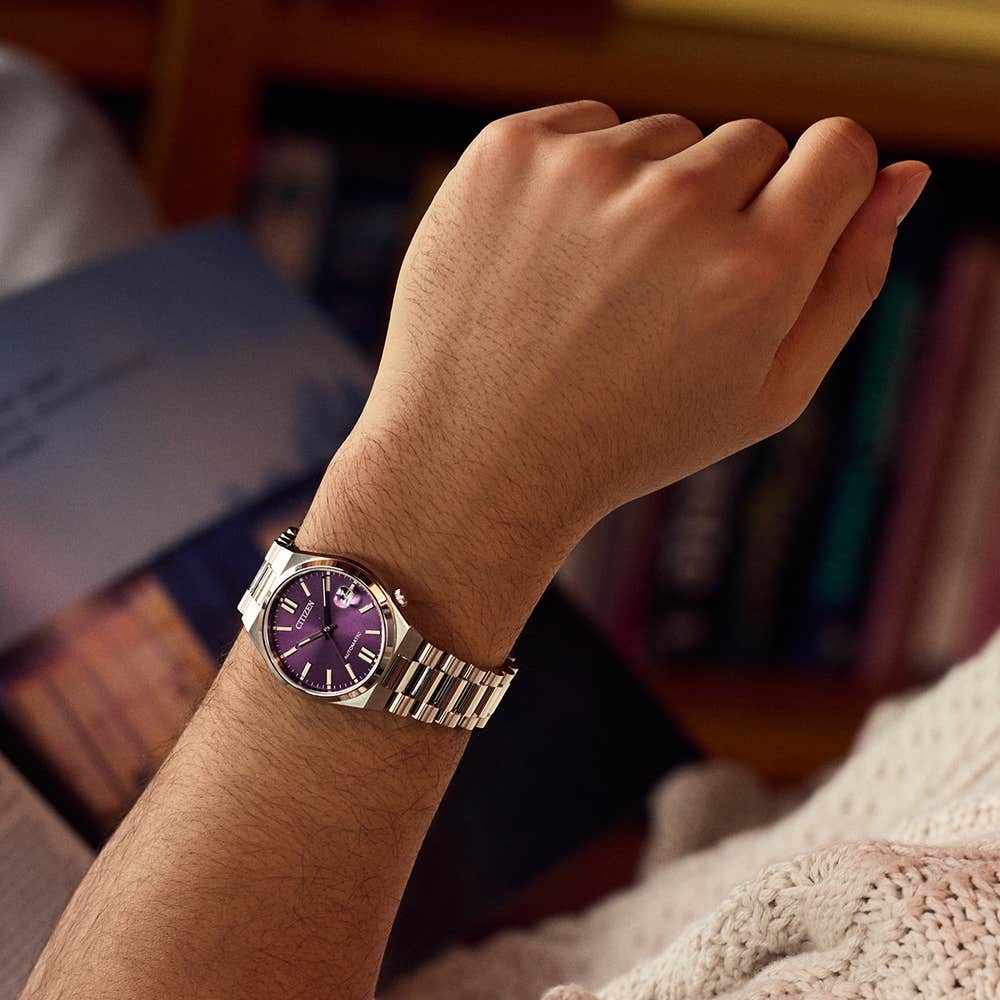 Citizen Tsuyosa 37mm Automatic Purple Dial Stainless Steel Watch NJ0200-50W
