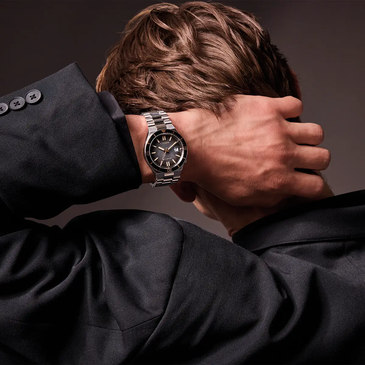 Citizen Tsuyosa Shore Timeslip Limited Edition Automatic Black Dial Stainless Steel Mens Watch NJ0239-57E