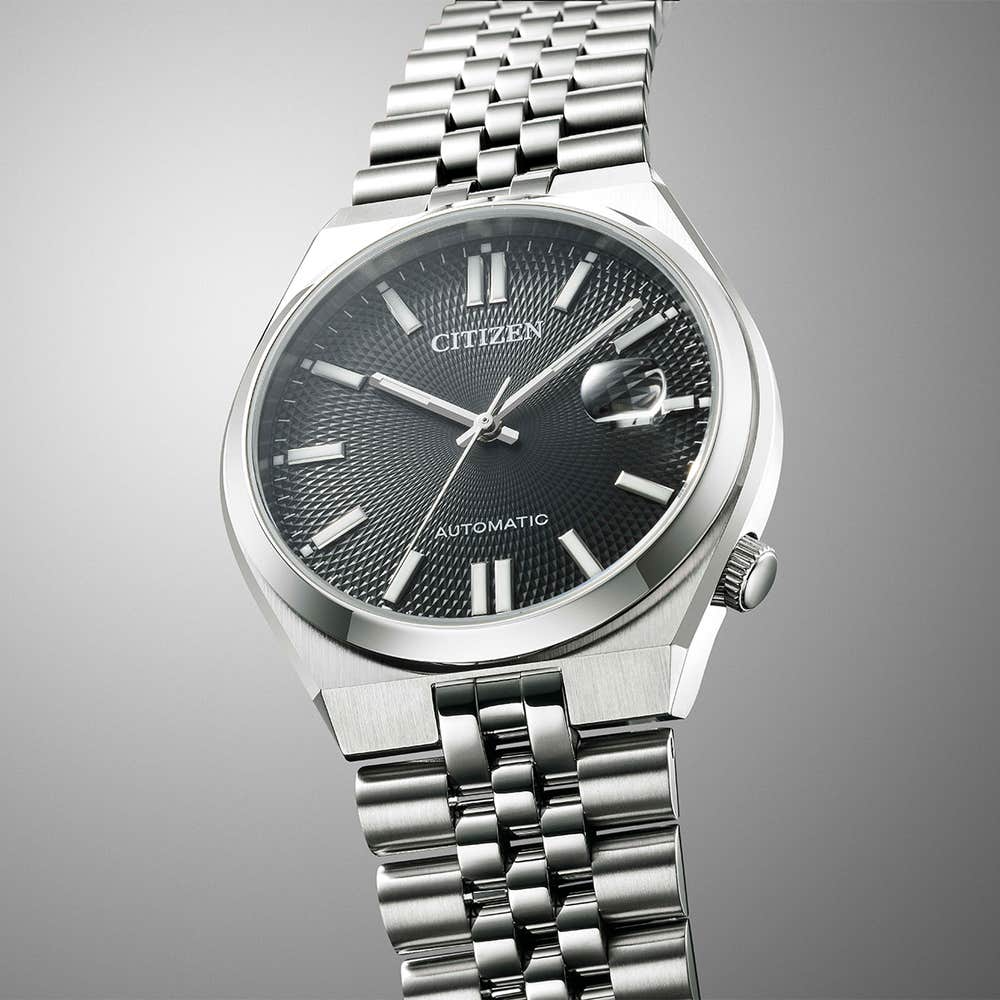 Citizen Tsuyosa 60 Automatic Black Dial Stainless Steel Mens Watch NK0020-55E