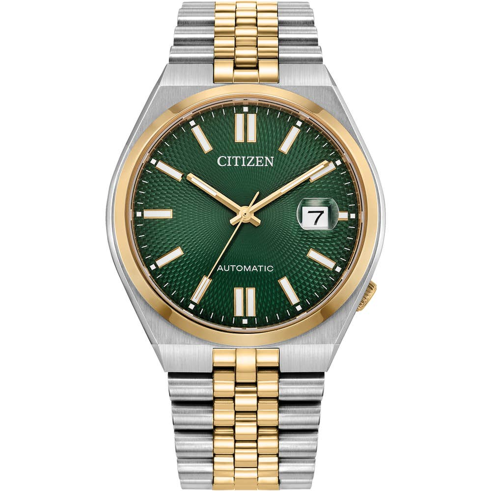 Citizen Tsuyosa 60 Automatic Green Dial Two Tone Mens Watch NK0024-54X