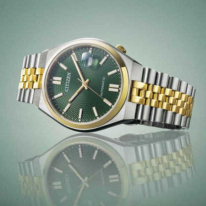 Citizen Tsuyosa 60 Automatic Green Dial Two Tone Mens Watch NK0024-54X
