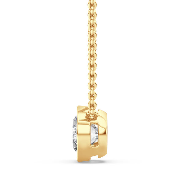 18ct Yellow Gold Signature Bezel 1.00ct Single Stone Oval Cut Diamond Pendant Necklace