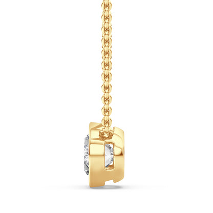 18ct Yellow Gold Signature Bezel 1.00ct Single Stone Oval Cut Diamond Pendant Necklace