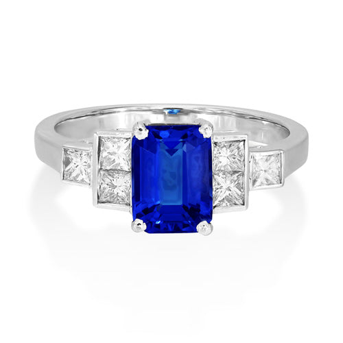 18ct White Gold Tanzanite & Diamond Set Dress Ring