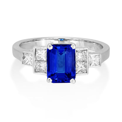 18ct White Gold Tanzanite & Diamond Set Dress Ring