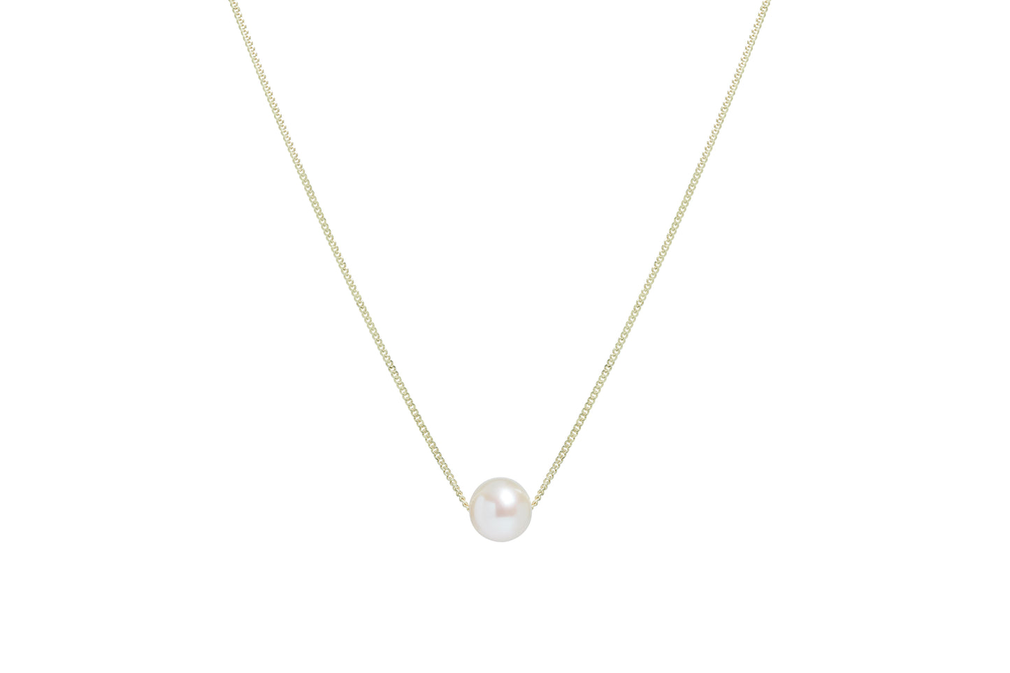 9ct Gold Cultured Freshwater Pearl Curb Link Necklace