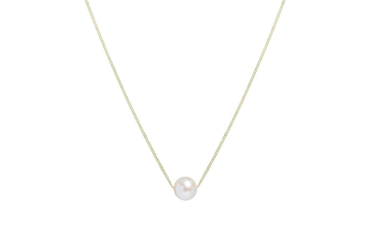 9ct Gold Cultured Freshwater Pearl Curb Link Necklace