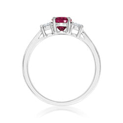 18ct White Gold Tourmaline & Diamond Set Three Stone Trilogy Ring