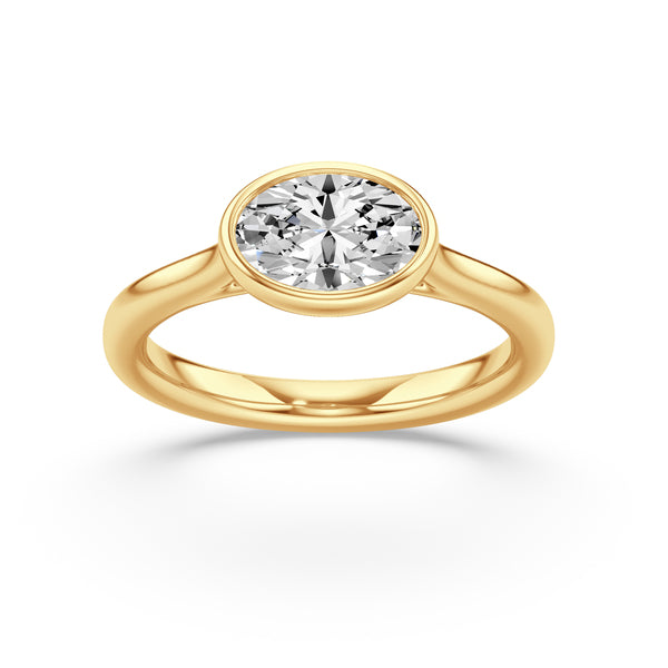 18ct Yellow Gold Signature Bezel 1.00ct Single Stone Oval Cut Diamond Ring