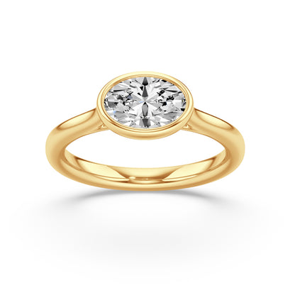 18ct Yellow Gold Signature Bezel 1.00ct Single Stone Oval Cut Diamond Ring