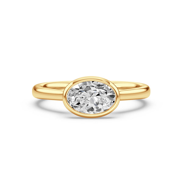 18ct Yellow Gold Signature Bezel 1.00ct Single Stone Oval Cut Diamond Ring