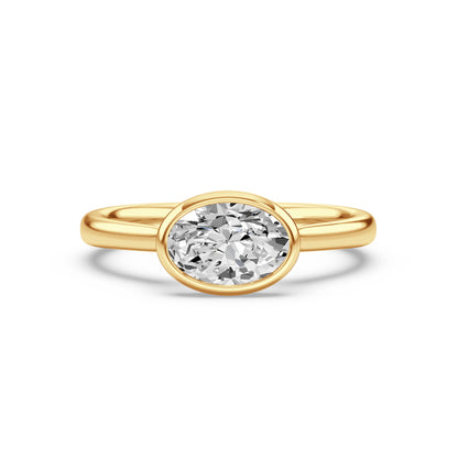 18ct Yellow Gold Signature Bezel 1.00ct Single Stone Oval Cut Diamond Ring