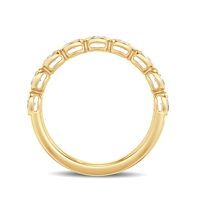 18ct Yellow Gold Nine Stone Oval Diamond Signature Bezel Set Ring