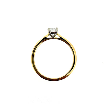 18ct Yellow Gold & Platinum Solitaire 4 Claw Set 0.50ct Single Stone Radiant Cut Diamond Ring