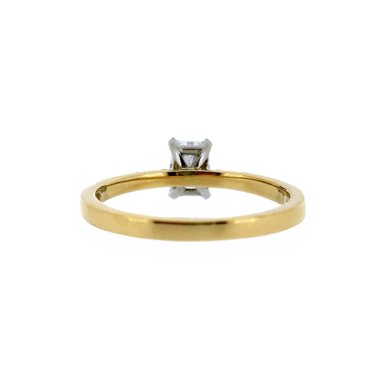 18ct Yellow Gold & Platinum Solitaire 4 Claw Set 0.50ct Single Stone Radiant Cut Diamond Ring