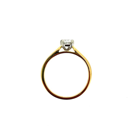 18ct Yellow Gold & Platinum Solitaire 4 Claw Set 0.70ct Single Stone Radiant Cut Diamond Ring