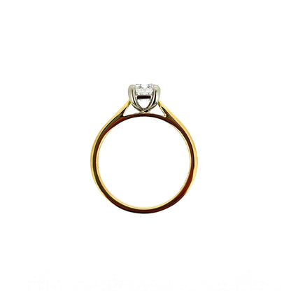 18ct Yellow Gold & Platinum Solitaire 4 Claw Set 1.00ct Single Stone Radiant Cut Diamond Ring