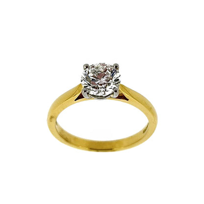 18ct Yellow Gold & Platinum Solitaire 4 Claw Set 1.20ct Single Stone Triple X Diamond Ring