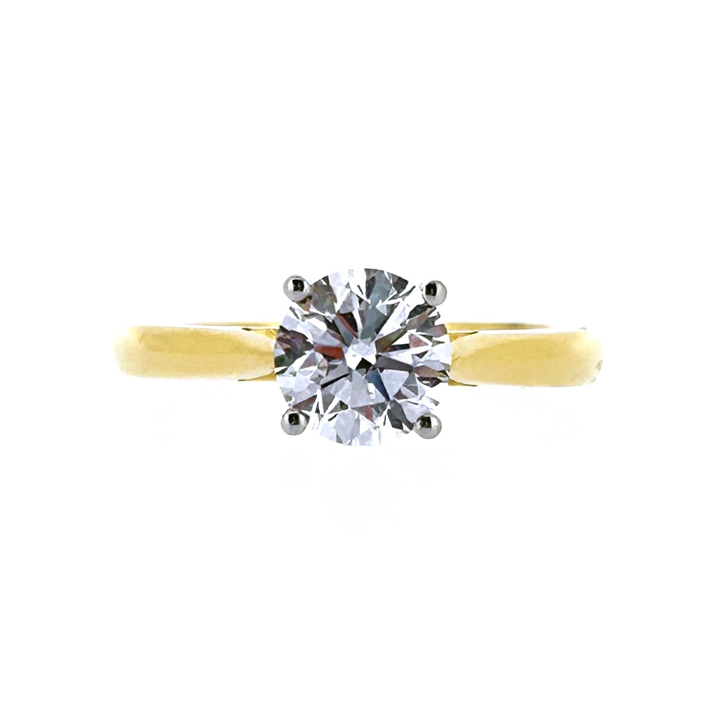 18ct Yellow Gold & Platinum Solitaire 4 Claw Set 1.20ct Single Stone Triple X Diamond Ring