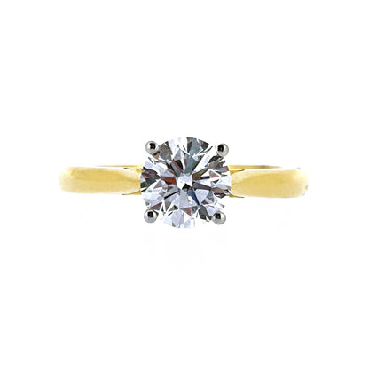 18ct Yellow Gold & Platinum Solitaire 4 Claw Set 1.20ct Single Stone Triple X Diamond Ring